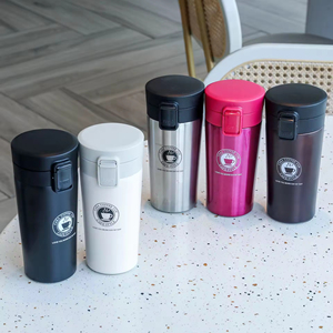 Tasses isothermes à double paroi en acier inoxydable 304 de 500 ml, tasse à café portable avec couvercle rabattable - Product Image 3