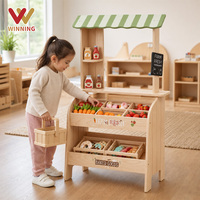 Montessori houten marktkraam rollenspel speelgoed voor kleuters met fruit- en groentewinkel display voor vroeg onderwijs
