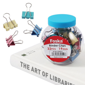 Foska 32 Gói Kim Loại Chất Kết Dính Clip Các Loại Màu Sắc 19Mm Ràng Buộc Giấy tờ Kẹp Số Lượng Lớn Cho Các Trường Học Văn Phòng Và Giáo Viên Với Pet Đóng Hộp - Product Image 1