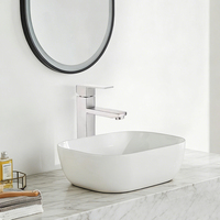 SANIVITAL Robinet de lavabo moderne en acier inoxydable avec cartouche céramique, à poser sur le comptoir, monotrou, eau chaude et froide, pour salle de bain, extérieur, salle de sport