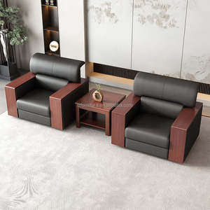 Luxury Modern Leather Office <b>Sofa</b> Round Desktop Power Grommet Smart Office Desk <b>Sofa</b> Office Boss <b>Sofa</b> <b>Set</b> - Product Image 5
