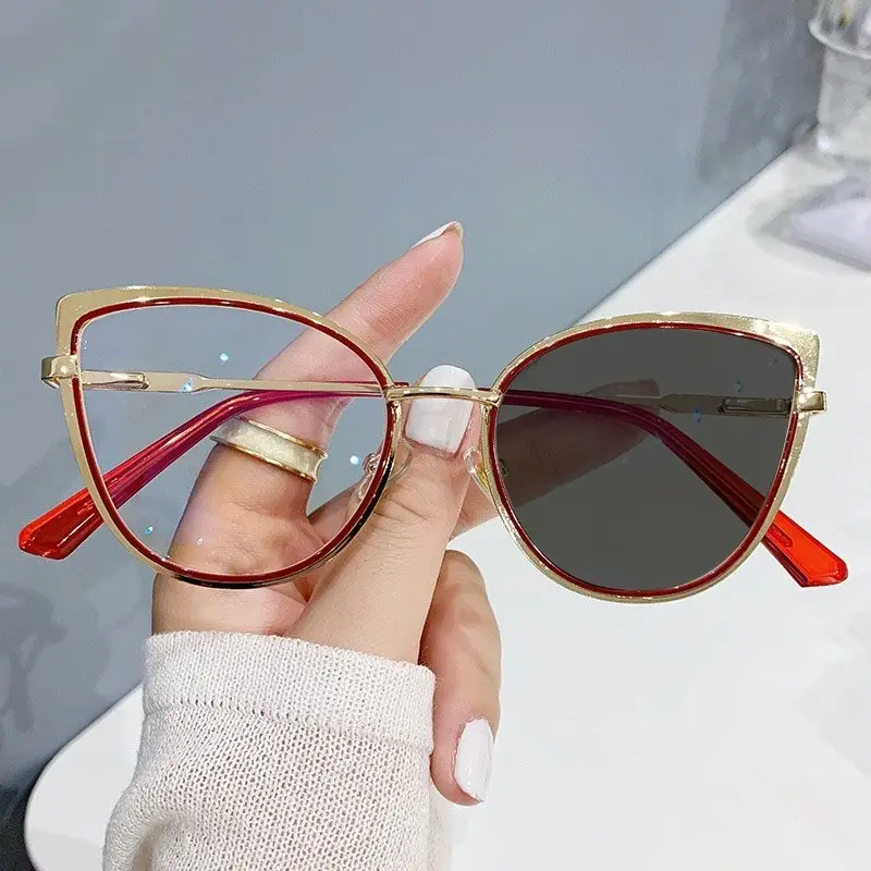Новые 2024 Дизайнерские Модные металлические прозрачные антиголубые очки в оправе для очков фотохромные оптические очки