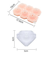 Bac à glaçons en silicone réutilisable personnalisé à 6 cavités en forme de diamant et boîte isotherme avec entonnoir – Moule pour crème glacée maison facile à nettoyer