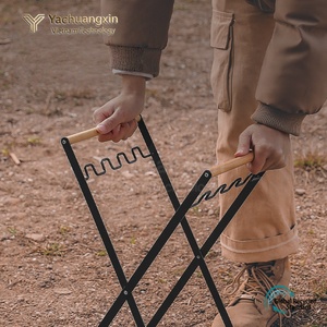 Foldable Metal Garbage Rack With Wooden Handle Outdoor <b>Camping</b> Storage Stand - Product Image 5