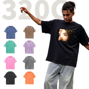 Camiseta SSC Unisex Lavado ácido Regular O-cuello 320g Gimnasio retro personalizado sin encogimiento con impresión personalizada Camiseta de compra a granel para unisex - Product Image 1