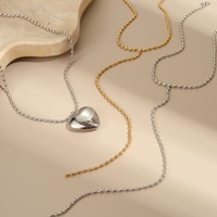 Collier Novirassine de luxe en acier inoxydable avec pendentif cœur gonflé, collier lariat en Y, chaîne à billes – Bijoux tendance en ligne