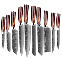 Ensemble de couteaux de cuisine modernes Santok Chef en acier inoxydable et résine, 9 pièces, personnalisés