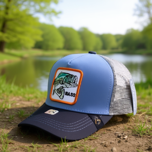 Cappello da camionista per la pesca al pesce basso, in rete blu, regolabile, unisex, casual, per la primavera e l'estate, per l'uso all'aperto - Product Image 2