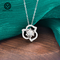 XMA055 Collier pendentif en argent sterling 925 avec motif de rose en CZ 05CT Moissanite, bijoux fins pour femmes, plaqué or 18 carats/rhodium