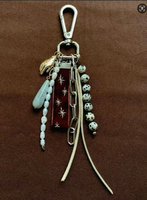 Breloque de sac vintage en velours mystique, porte-clés céleste fait main avec pierre naturelle, perle, soleil, lune, pendentif œil porte-bonheur, cadeau de bijoux