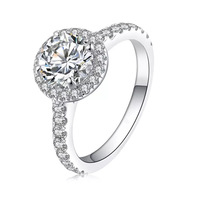 Bague de Fiançailles Classique Live Supply 1 Carat Huit Cœurs & Huit Flèches en Zircon Moissanite pour Femme avec Pochette Carrée