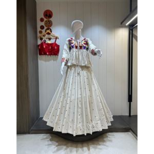 Modern Style Pure Khadi Cotton Fabric Chaniya Choli with Heavy Butti Work Traditional Navratri Chaniya Choli Dress - Product Image 1