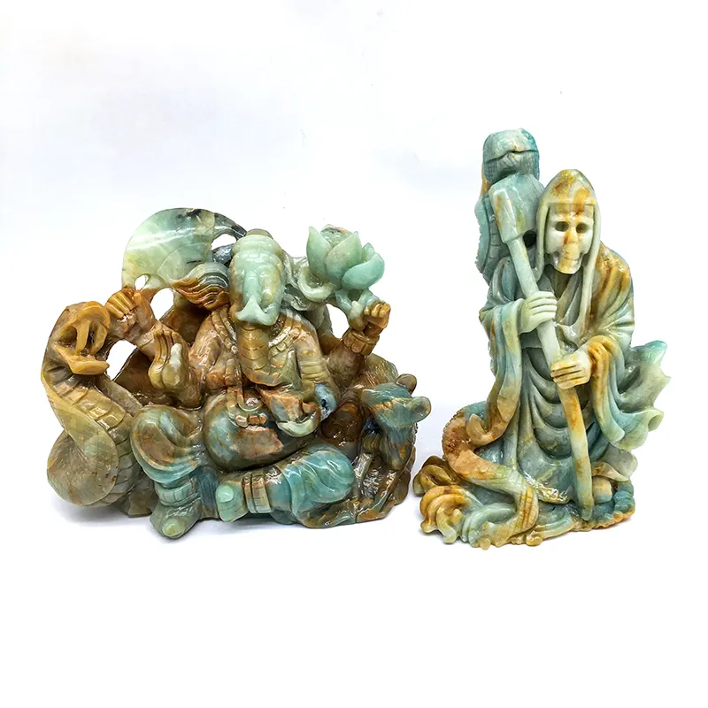 Toptan doğal karayip kafatası el yapımı kristal el sanatları başlığı kristal Ganesha ev dekorasyon ve satış için