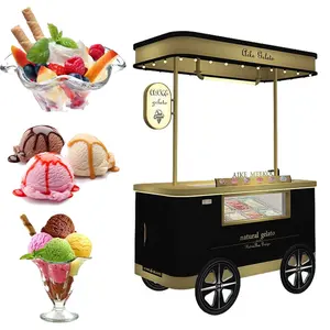 Italian Gelato Vending Cart with Freezer and Wheels Electric Street Application Ice Cream Push Cart Condition New and Popular