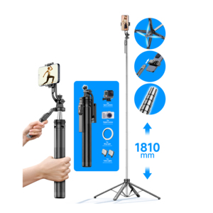 C19 Palo Selfie con Trípode Cuádruple Estable y Control Remoto Inalámbrico para Disparos de 360 Grados - Product Image 1