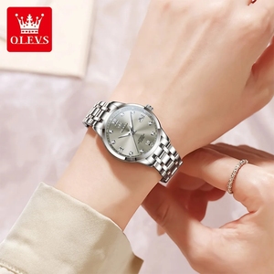 นาฬิกา OLEVS 9946 รุ่นดั้งเดิม นาฬิกาอัตโนมัติสำหรับผู้หญิง ดีไซน์คลาสสิก หน้าปัดเพชร พร้อมปฏิทินคู่ นาฬิกาข้อมือผู้หญิงระบบจักรกล นาฬิกาหรู - Product Image 2