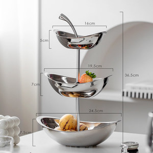 Corbeille à fruits à 2 et 3 niveaux en acier inoxydable 304, plateau à collation moderne en forme <span class=keywords><strong>de</strong></span> lingot pour <span class=keywords><strong>comptoir</strong></span> <span class=keywords><strong>de</strong></span> cuisine, présentoir à desserts - Product Image 3