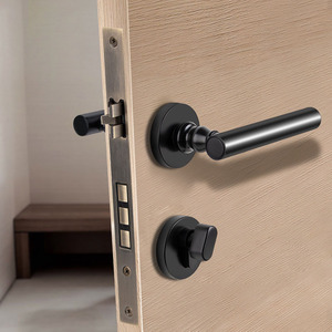 Modern Brass Door Handle <strong>Lock</strong> - <strong>French</strong> Bronze Interior Room Door Lever Handle with Silent Magnetic Design for Home Hotel - Product Image 2
