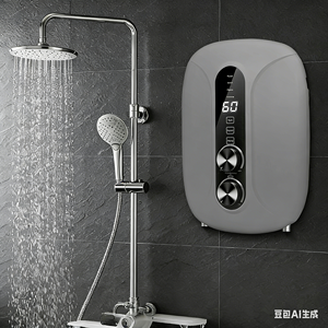 <span class=keywords><strong>Chauffe</strong></span>-<span class=keywords><strong>eau</strong></span> électrique mural instantané, petit modèle domestique, chauffage rapide direct X1, double bouton, surpression constante - Product Image 1