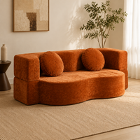 Komfortables Wellendesign Chenille-Bodensofa Faltbares Konvertierbares Doppel-Schlafsofa Vakuumkomprimierte Sitzfläche für Wohnzimmer