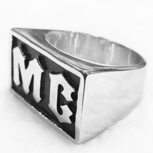 Anillo de Acero Inoxidable de Alto Brillo para Club de Motociclistas MC, con Esmalte Negro, Accesorios de Joyería - Product Image 4