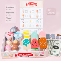 Ensemble de jeux de glace Montessori en bois, jouets de comptoir, accessoires de cuisine pour enfants, jeu de cuisine en bois