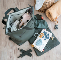 Mochila de Pañales de Cuero Ligera y Portátil para Viajes al Aire Libre, para Mamá y Bebé, con Cambiador de Pañales