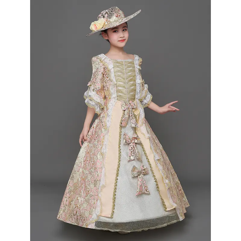 Disfraz de corte europeo británico para niñas, vestido de princesa Retro, traje Medieval para actuaciones