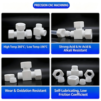 Raccord de compression en PTFE sur mesure, résistant aux acides et aux alcalis, connecteur à 3 voies pour applications industrielles chimiques et de tubulatures.