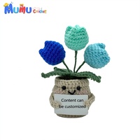 Fleur de tulipe au crochet faite à la main, carte de soutien émotionnel éternelle, cadeau pour la fête des mères, cadeau de remise de diplôme, vente en gros personnalisée