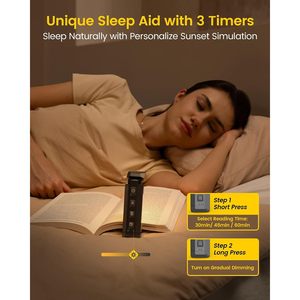Extendable Book <b>Light</b> 10Mm Adjustable USB <b>Rechargeable</b> LED Reading Lamp With Timer And Sleep Mode For <b>Night</b> Use - Product Image 4