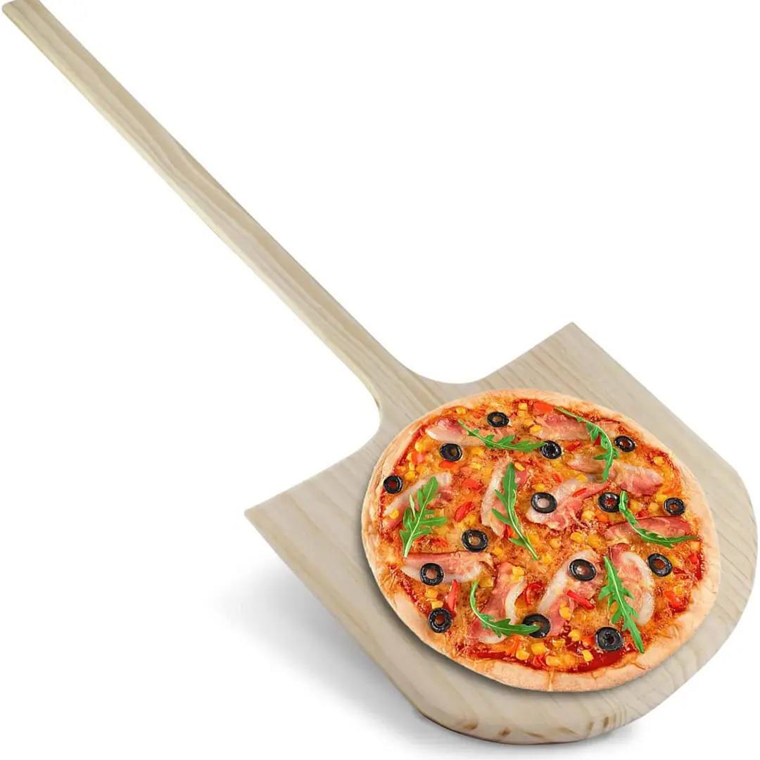 Tábua de madeira para pizza, tábua de madeira para pizza caseira com aderência fácil, alça extra grande, cofre para forno
