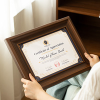 Cadre de diplôme en bois massif de qualité supérieure, double passe-partout, à suspendre au mur, style vintage, pour certificat de récompense ou autorisation