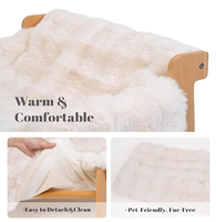 Cama Elevada para Gatos de Interior, Sofá de Madera para Gatos con Funda Extraíble y Lavable, Silla Elevada Tipo Lounge para Gatitos