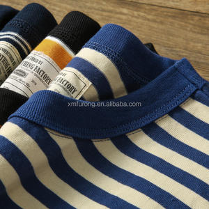 Camiseta tejida caqui informal de verano para hombre, cuello redondo Sea Soul, suelta acoplada, peso pesado, rayas, manga corta, venta al por mayor China - Product Image 5