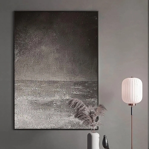 Cuadros de colores grises abstractos modernos para decoración del hogar línea hecha a mano lienzo pintura al óleo arte de pared para sala de estar - Product Image 2