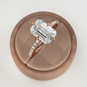 Anillo de Compromiso Elegante con Diamante Cultivado en Laboratorio, Corte Esmeralda, Estilo Art Deco, 4 Quilates, Oro 14k/18k, Certificado IGI, para Mujer, India - Product Image 2