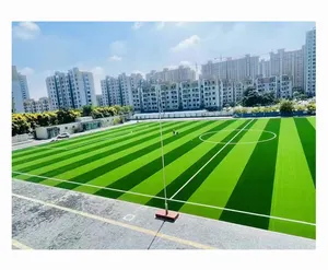Césped de fútbol sintético Anti-Uv de calidad directa de fábrica, césped artificial de fútbol sin relleno para suelos deportivos