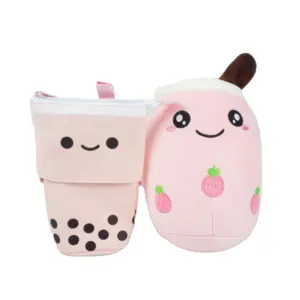 Niedliche Boba Milk Tea Teleskop faltbare Pen Bag Milch tee Plüsch tier wieder verwendbare Stift Geschenk Briefpapier Schule Pop-up Boba Pencil Case