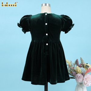 OEM ODM Green Geometric Smocked <b>Dress</b> for Girls Kids Clothing Knee-Length Smocked Baby <b>Dress</b> for Spring Wholesale DR3584 - Product Image 6