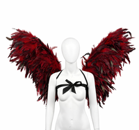 Ailes d'ange de luxe faites à la main en plumes de poulet rouges pour costume de carnaval, spectacle de danse Samba, spectacle sur scène, cosplay, tenue de festival