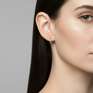 Pendientes Minimalistas Hechos a Mano, Exquisitos, de Oro Rosa Sólido de 18K con Diamantes Naturales Reales, los Más Populares del Mayorista - Product Image 1