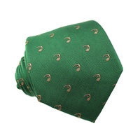 Cravates personnalisées en gros pour hommes, 100 % soie jacquard tissée, logo doré personnalisé, cravate verte pour lycée, fabriquées en Chine