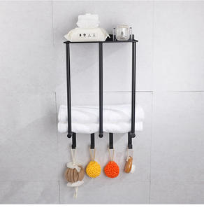 Porte-serviettes de salle de bain mural YOTO avec étagère en fer 3 crochets organisateur de stockage de bain serviettes roulées échelles supports - Product Image 3