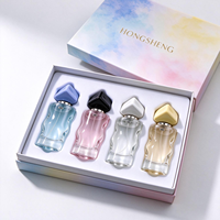 Flacon de parfum vide en verre transparent ondulé irrégulier de 50 ml, emballage en boîte cadeau