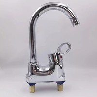 Robinet de lavabo de salle de bain à deux trous, mitigeur monocommande eau chaude et froide, robinets en plastique chromé