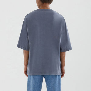 เสื้อยืดกีฬาของผู้ชายผ้าคอตตอนน้ำหนักมากเสื้อยืดทรงแบ็กกี้คอกลมขนาดพลัสไซส์400gsm - Product Image 2