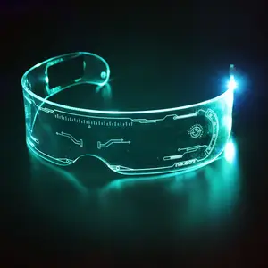 7色变化发光二极管眼镜赛博朋克派对酒吧音乐节佩戴装饰发光太阳镜发光二极管眼镜充电