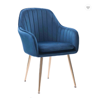 Fauteuil en velours rose de qualité supérieure Chaise De Comedor Chaise de cuisine Salle à manger Chaise de salle à manger bleue avec pieds dorés