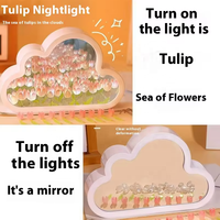 Offre Spéciale fait à la main bricolage LED nuage forme tulipe miroir fleur lampe romantique LED nuage tulipe miroir veilleuse pour filles cadeau